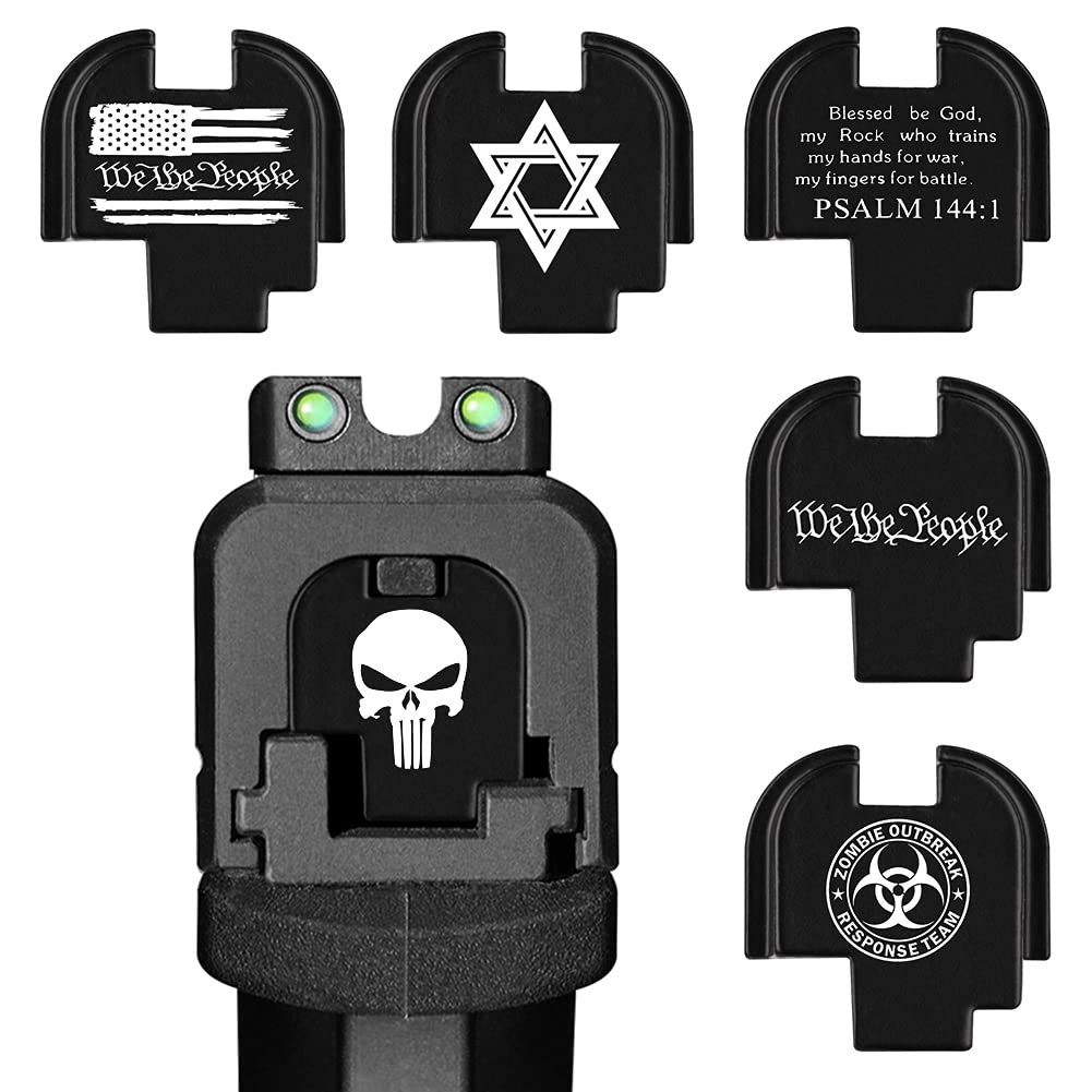 MyGunArts Laser Engraved Anodized Aluminum Rear Slide Cover Back Plates for 9MM .40 Springfield XD-S & XD-S M.2 Accessories, Skull