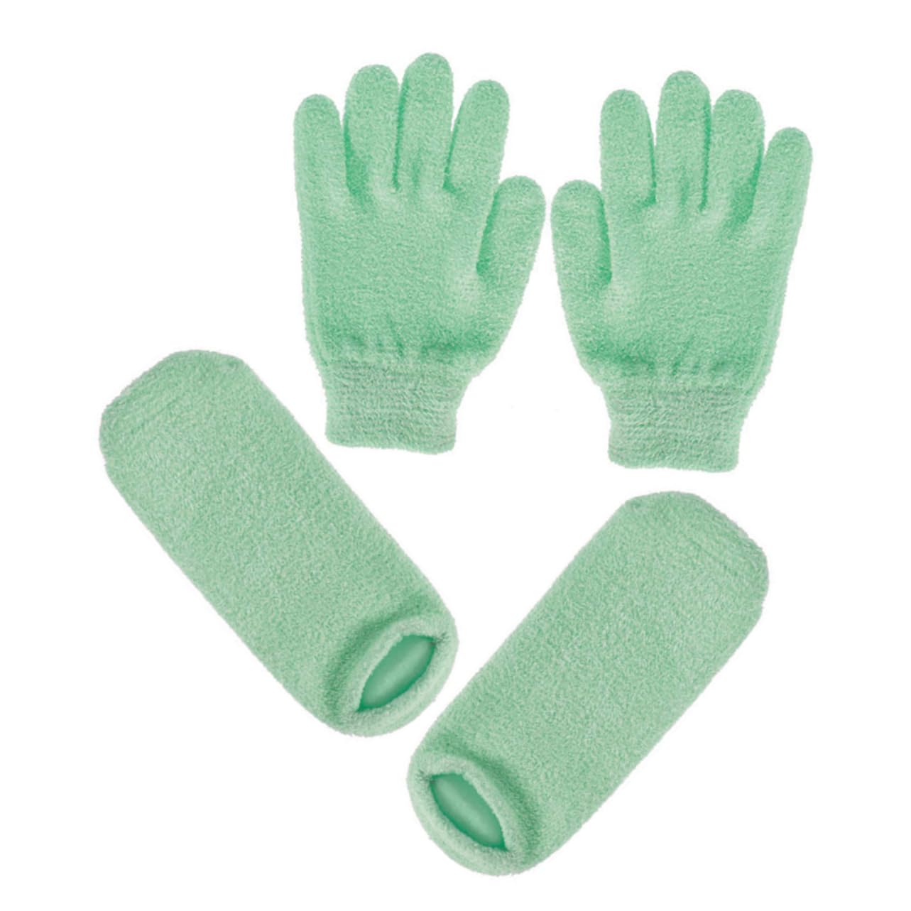 FRCOLOR Guantes de Gel Natural 2 Pares Exfoliantes E Hidratantes Gel y Tela para Manos y Pies Ideales para Cuidado Piel en Casa y Spa