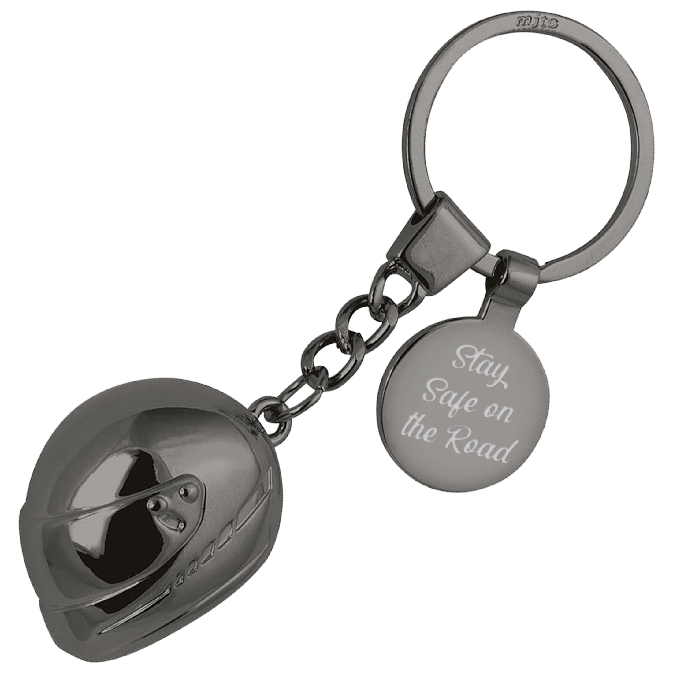 Personalised Black Chrome Motorbike/Motorcycle Helmet Keyring Large Style | Great Gift for Bikers, New Drivers, Men and Women | Cool Keychain Accessories for Superbike, Mopeds, Keys and Bag | Boxed