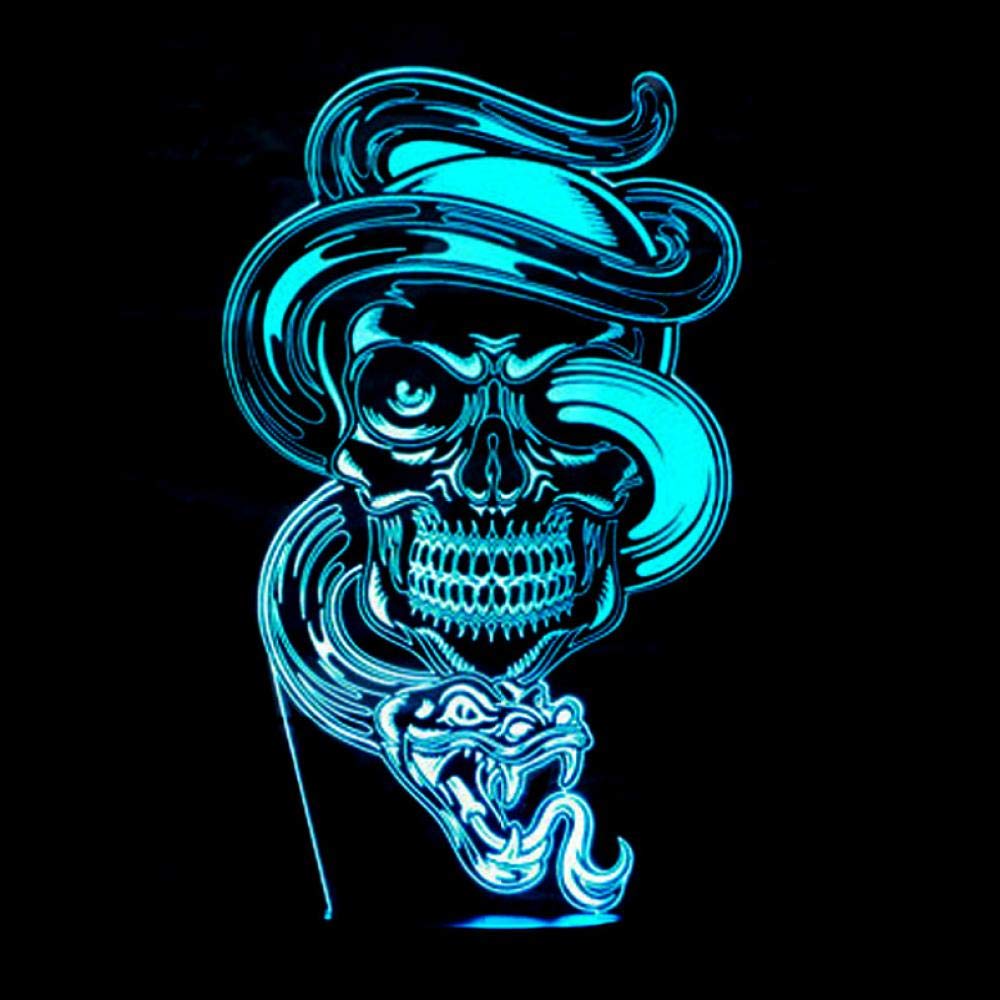 JGBDFHV 3D Illusion Night Light Halloween mask Night Light Birthday Gift Lamp 7 Colors Changing Xmas Indoor Table Desk Decoration Dimmable Sleeping Lighting