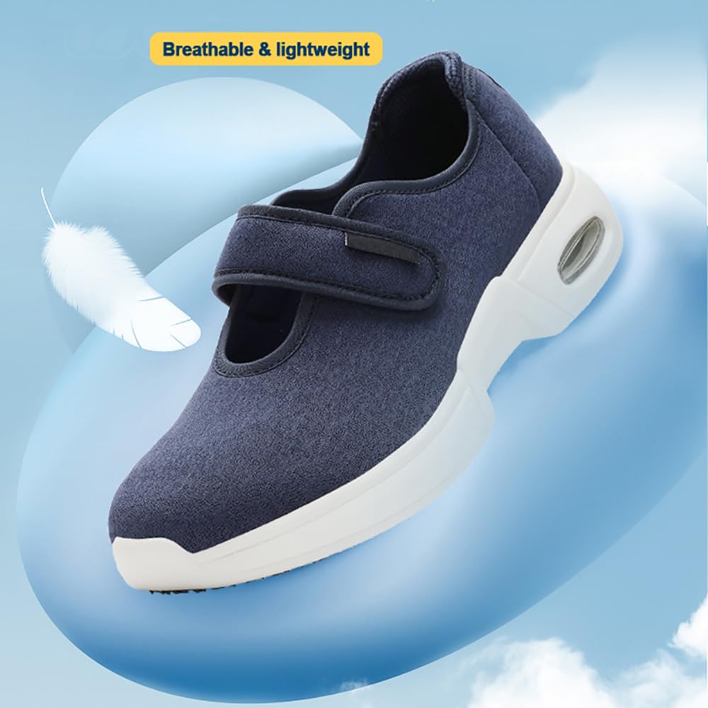 Zapatos para Diabéticos Calzado Ortopédico Fácil De Poner Zapatillas De Ancho Especial Calzado Ajustable con Plantilla De Espuma Viscoelástica Y Suela Antideslizante Ligera