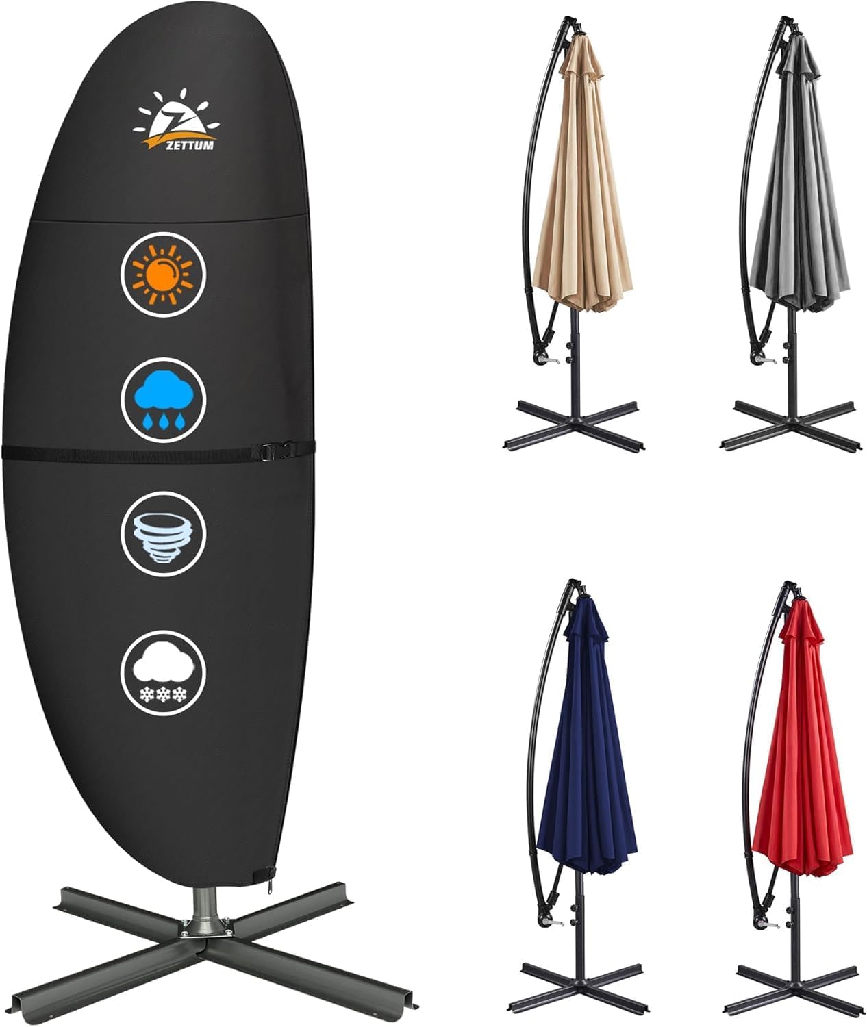 Sonnenschirm Schutzhülle Sonnenschirmabdeckung Mit Stange Für Ampelschirm - 265 Cm Schutzhülle Ampelschirm 3m