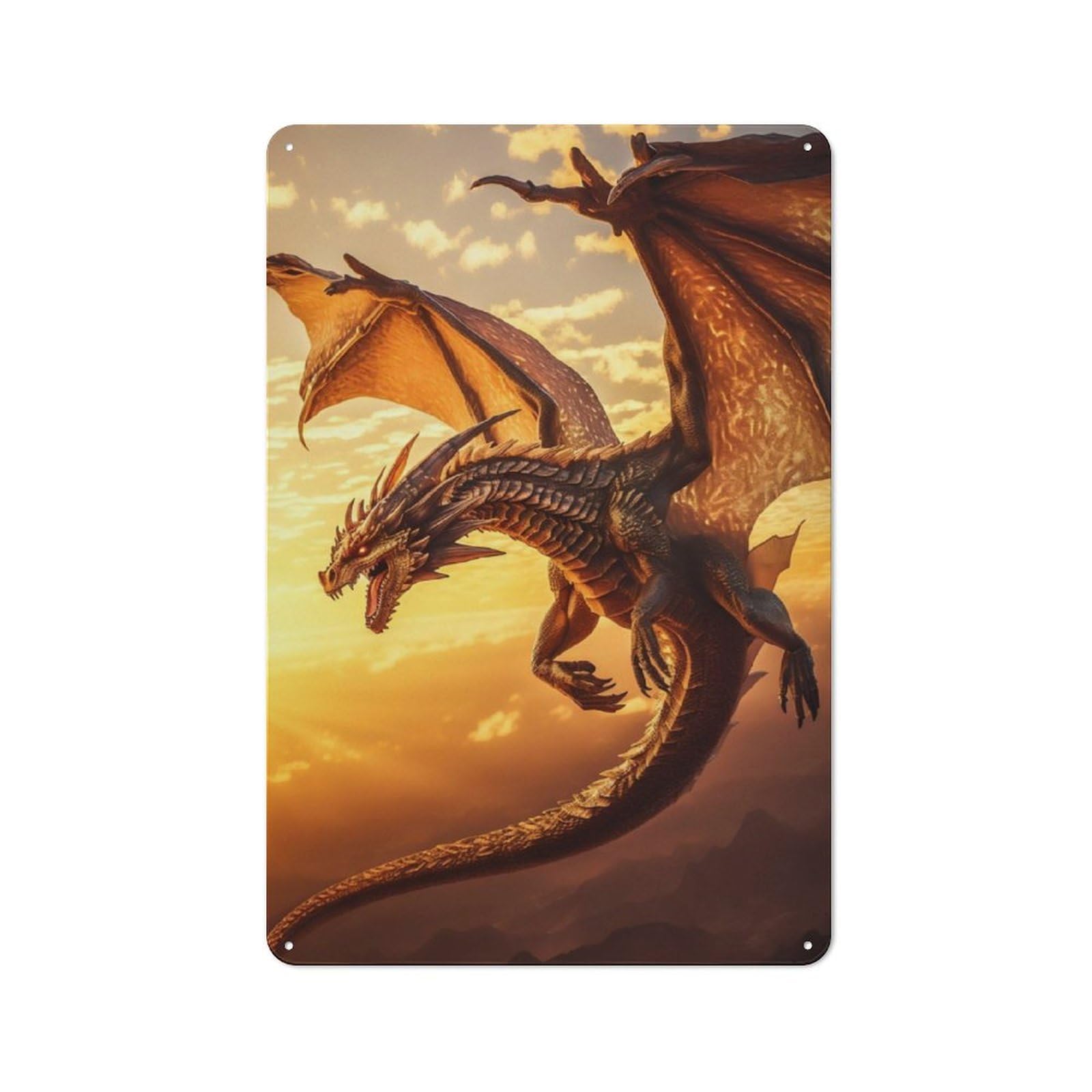 Junmoney Fairytale Flying Dragon Retro Tin Sign 30X20cm Featuring For Bar Or Restaurant, For Metal Sign Collectors, For Garage And Workshop Walls