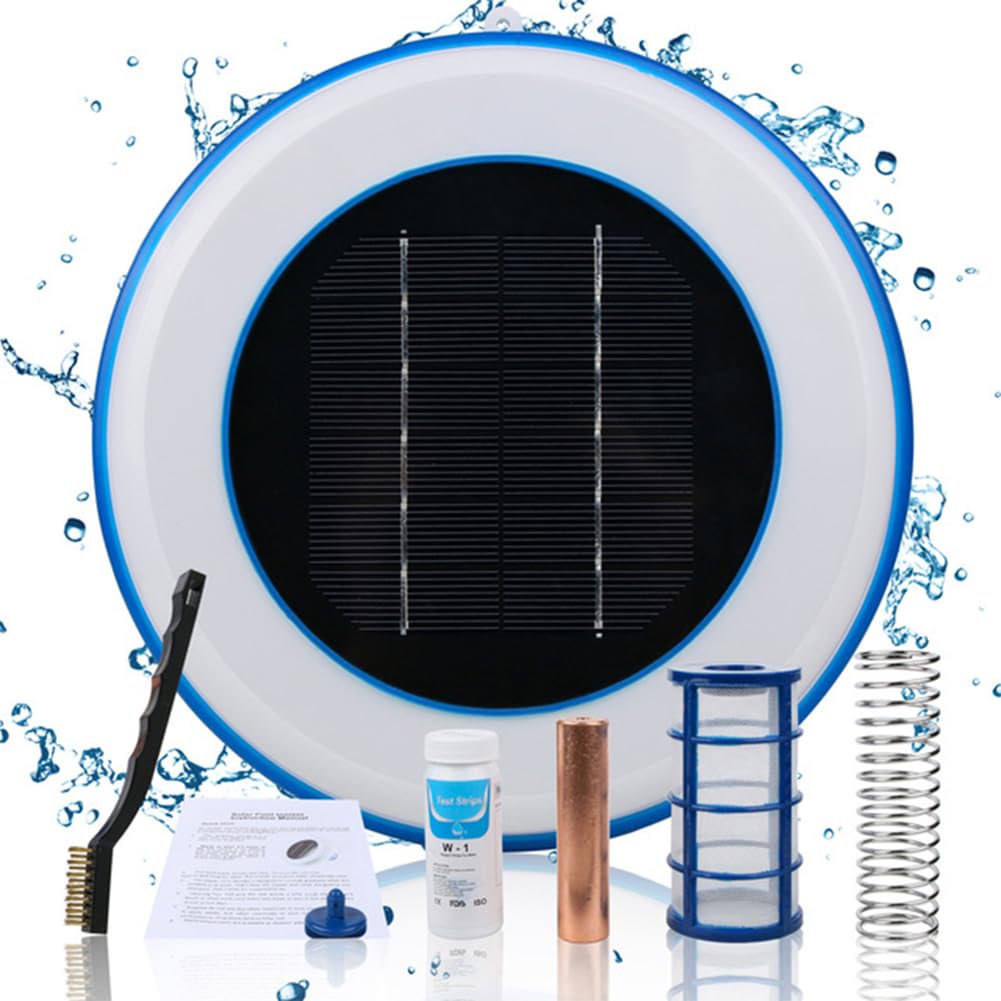 Solar Pool Ionizer, Copper Silver Ion Swimming Pool Purifier, Algae Resistance Lower Chlorine Outdoor Swim Water Purifier, Silver Lon Pool Purifier Water Purifier, for Keeping Pool Cleaner and Clear