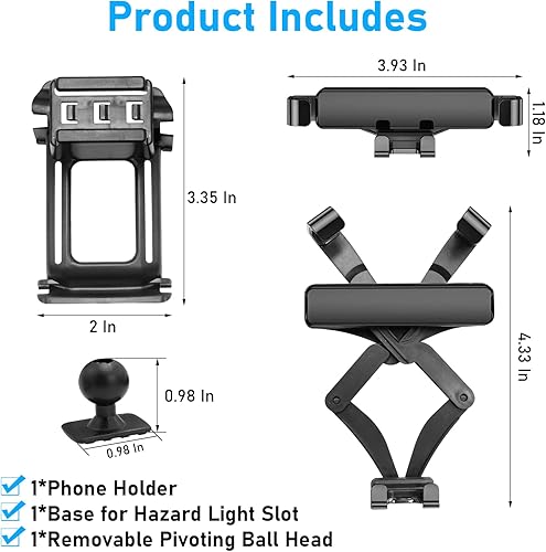 Miniatura 8 de Compatible con soporte para teléfono Honda Civic 2016-2021 para automóvil, ranura de luz de peligro, para ventilación de aire Civic de 10