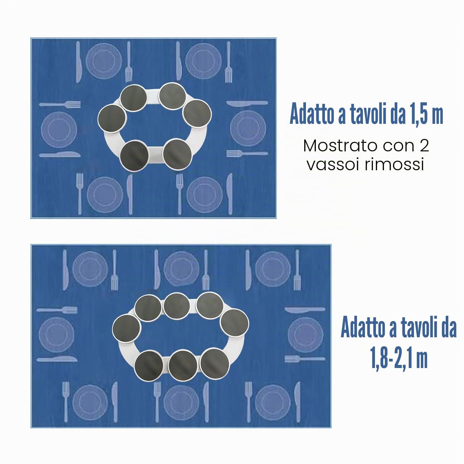 Lazy Susan - Giradischi per tavolo da pranzo, vassoio girevole per piatti rotanti, espandibile, per cucina e tavolo da pranzo, tazza portatile per cibo (A)