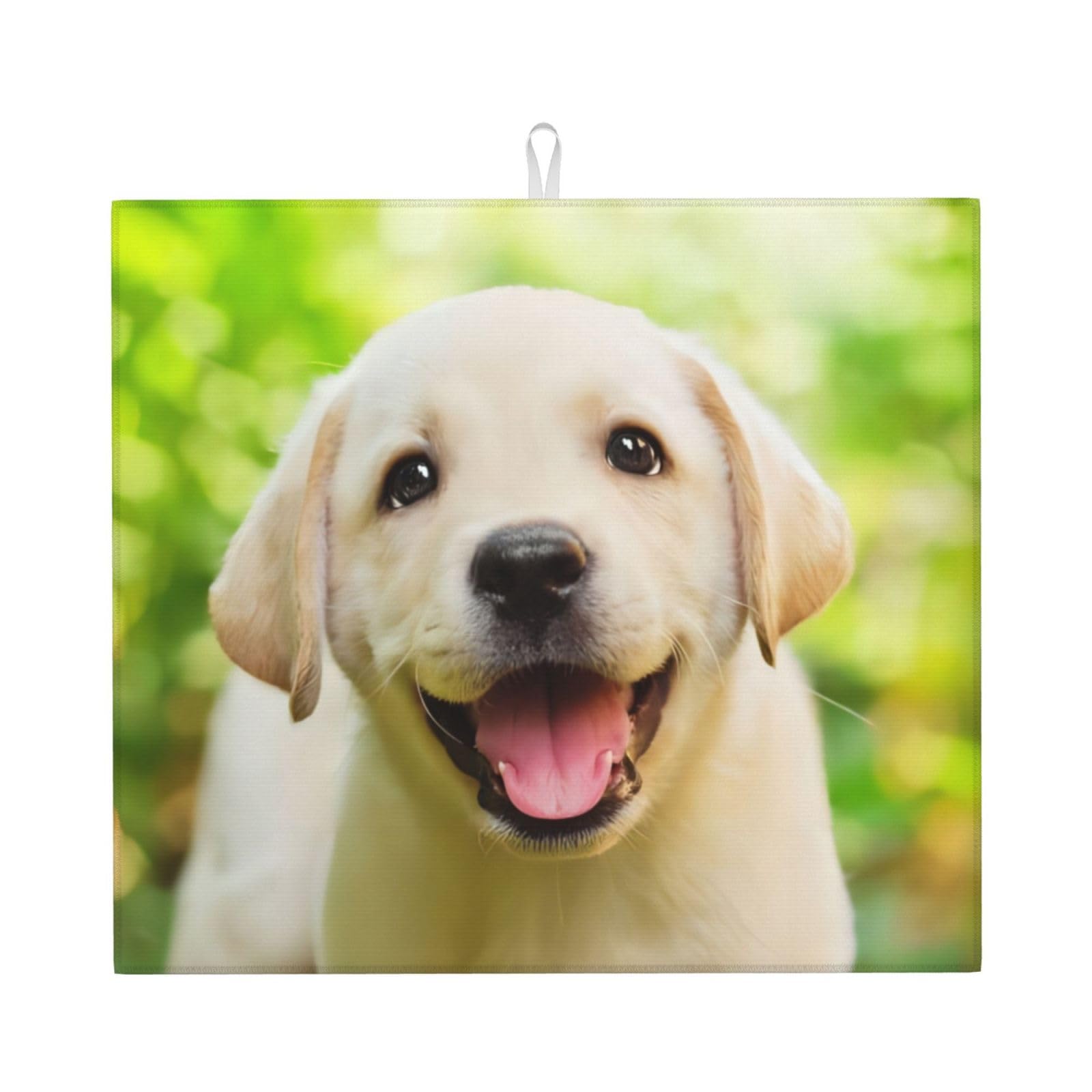 YYHWHJDE Funny Labrador Puppy Dog Prints Kitchen Drying Mat – Absorbent Microfiber Throw for Dishes, Non-Slip Counter Cover, Quick-Dry Layer with Durable Construction