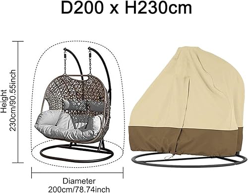 Miniatura 4 de ASkinds Fundas para sillas colgantes de patio con cremallera, fundas duraderas de doble mimbre para sillas oscilantes, 91 pulgadas de alto x 80