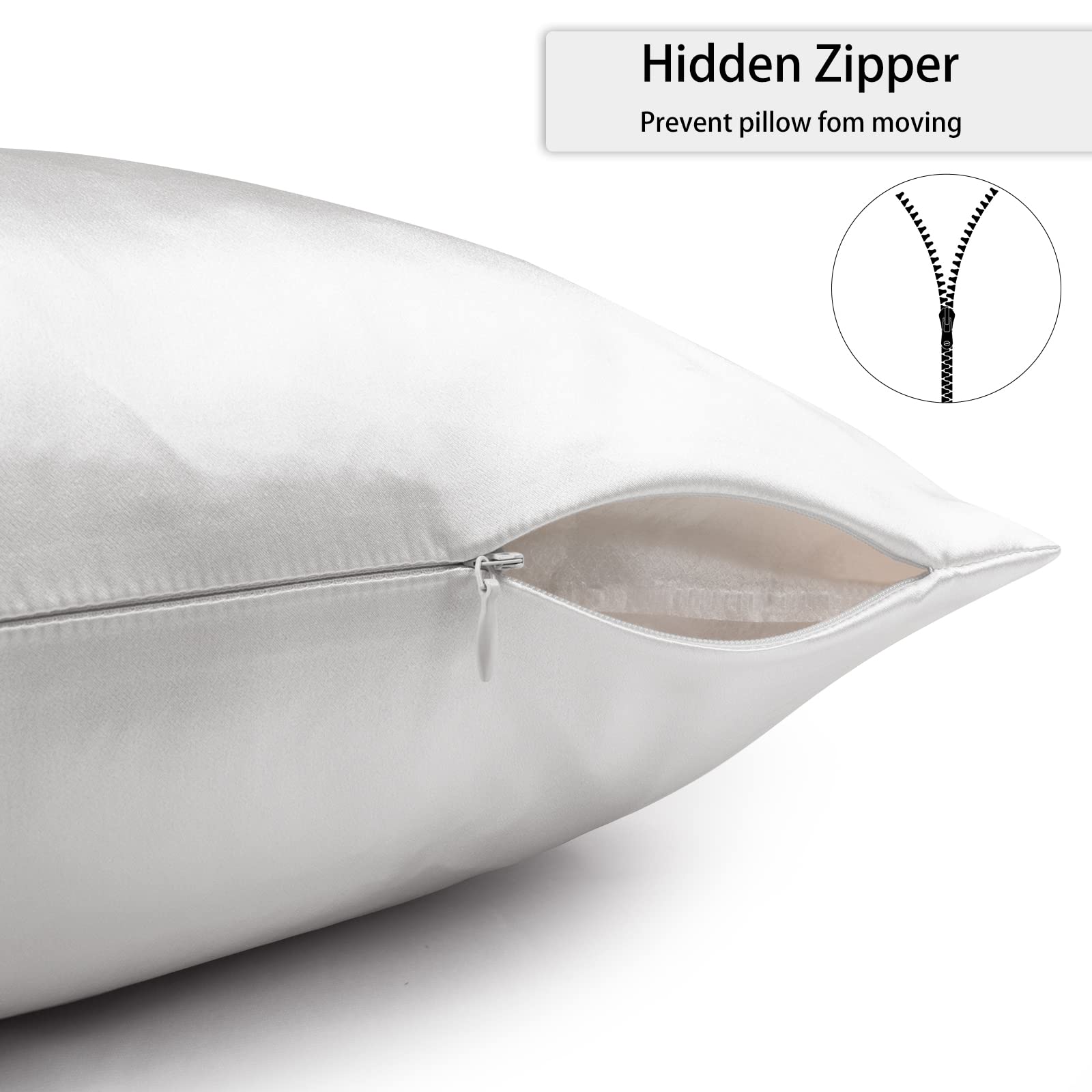 Texbee Silk Pillowcase for Hair and Skin with Hidden Zipper Both Side 22 Momme Natural Silk - Image 2