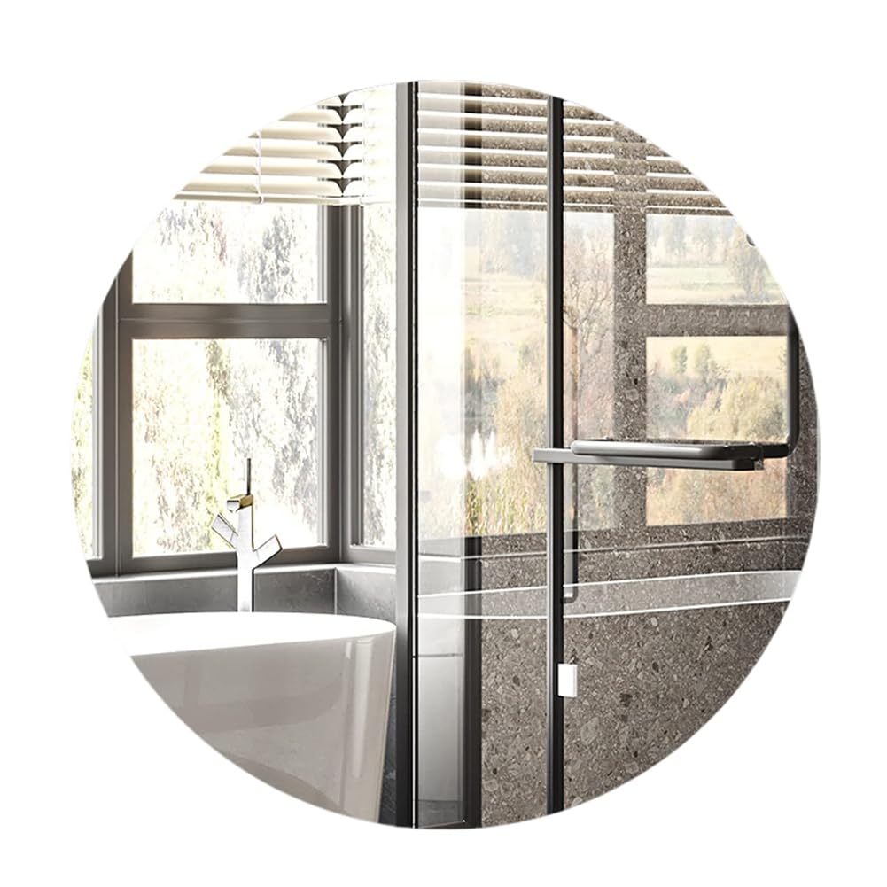 IJSDNVJNDX Glass for Bathroom Mirror Self Adhesive Round Frameless Wall Sticking 40cm for Living Room Hallway Dressing Table