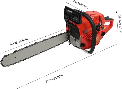 Miniatura 6 de Motosierra de gasolina de 58CC con barra guía de 20 pulgadas, motosierra de gasolina de 2.4 kW de 2 tiempos para cortar madera, adecuada para