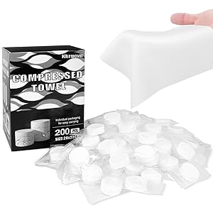 200PCS Compressed Towel Tablets Mini Disposable Compressed Towel TabletsBulk Coin TissuesDisposable and portable face towels suitable for travel, Camping, Sports, Beauty Salons, Home use