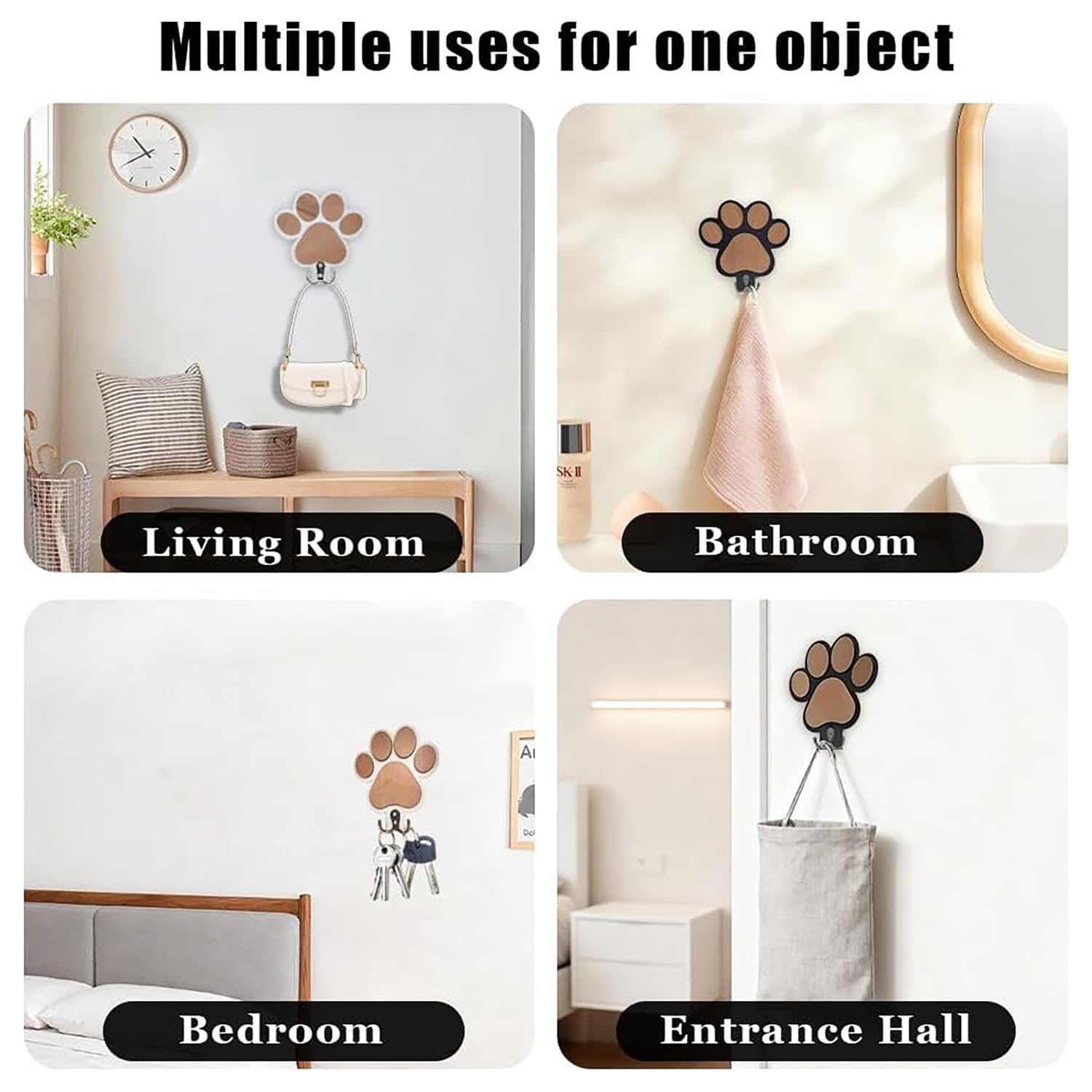 2 Piezas Perchero para Perros con Ganchos Madera Porta Pared para Correas Soporte Para Guardar Correas, Collares Y Llaveros De Perro; Ideal Para Los Amantes De Los Perros