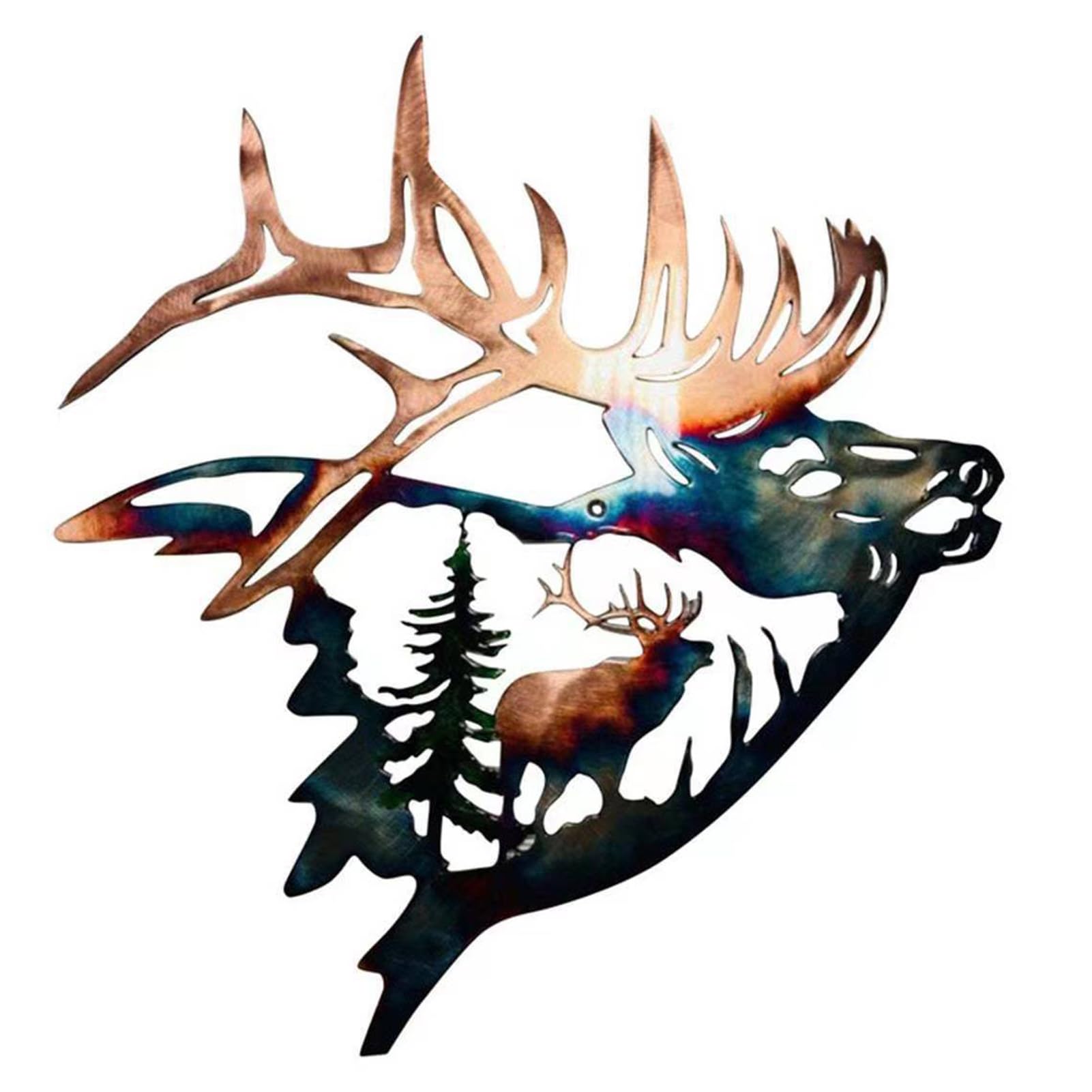 Stgbcst Metal Wall Art Wall Silhouette Wall Decoration Decoration Deer Head Sculpture Wall Decoration for Living Room Bedroom Office Home Housewarming Party Decoration Gift (30 x 28 cm)