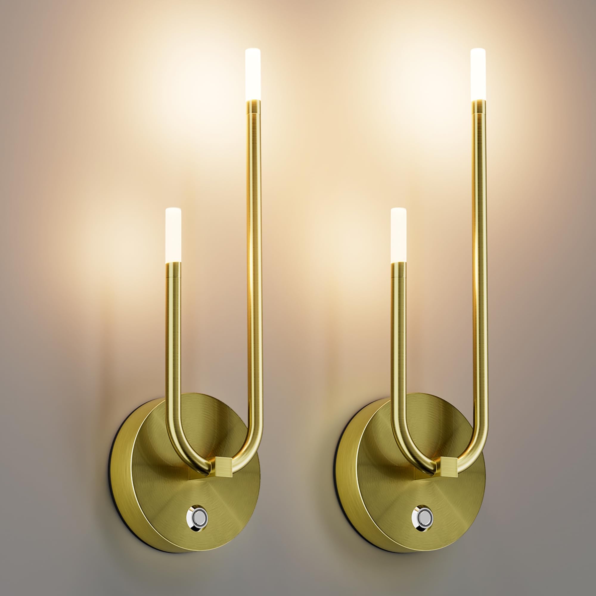 Aipsun Gold Battery Operated Wall Sconce Set of 2, Wireless Sconces