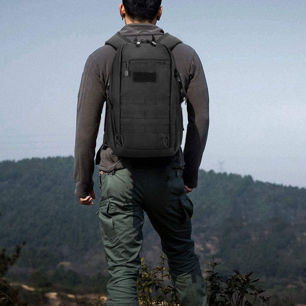 HUNTVP 20L Tactical Backpack Military MOLLE Backpack Daypack Rucksack Gear Tactical Assault Pack Bag for Hunting Camping Trekking(20L-Black)