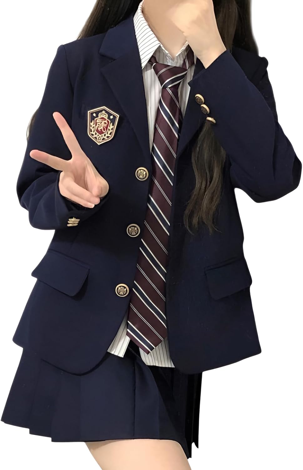 [Yizibuur] 学院風スーツ 女子高生 ポロカラー立体仕立て【体型補正+3.2cm】 通学着やすい 英国伝統デザイン フォン収