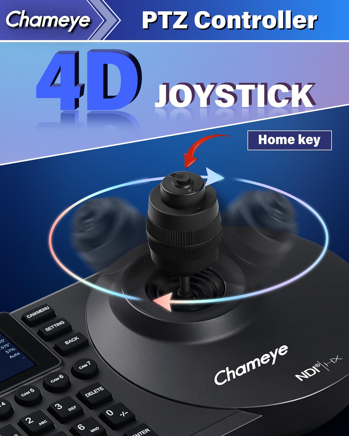 Chameye NDI HX3 PTZ Kamera Set 20x Optischer Zoom KI-Auto-Tracking 3G-SDI HDMI USB3.0, mit 2 Stück 20x Zoom NDI Kamera + PTZ Controller, NDI6 & NDI HX3 Zertifiziert, C720Nx2+E300