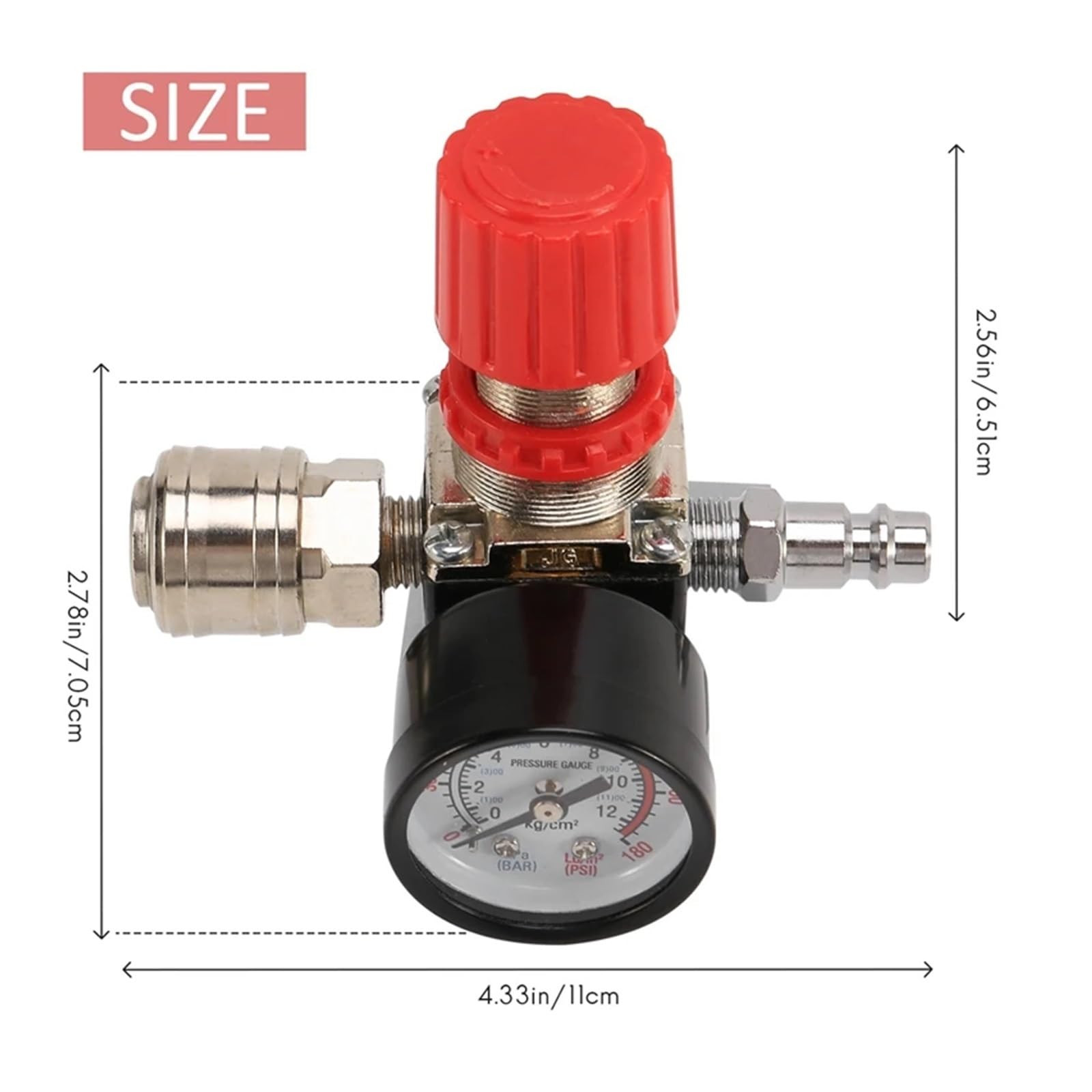 Regolazione della pressione pneumatica Regolatore di pressione da 1/4 pollice, regolatore del compressore d'aria, valvola riduzione, controllo a 3 fori, collegamento a 12 bar