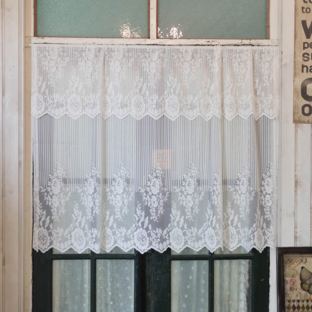 Rideaux broderies rustiques rUrEu en dentelle florale blanche haut de gamme