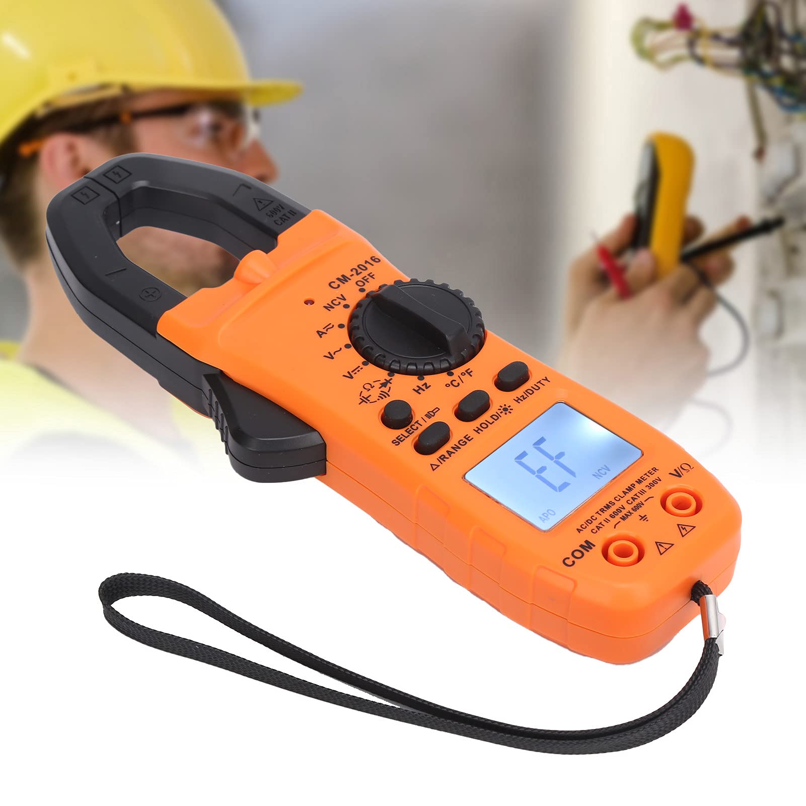 Wielofunkcyjny tester elektryczny True RMS NCV z podświetlanym wyświetlaczem i funkcją przechowywania danych — cyfrowy multimetr cęgowy do pomiaru prądu i napięcia AC DC — model