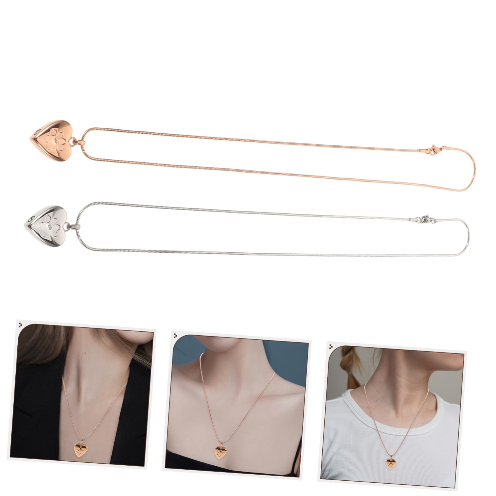 BESPORTBLE 2pezzi Collana Ciondolo per Urna per Animali Domestici in Acciaio Inossidabile Collana Porta Ceneri Forma di Cuore Contenitore per Ricordi di Cane e Gatto