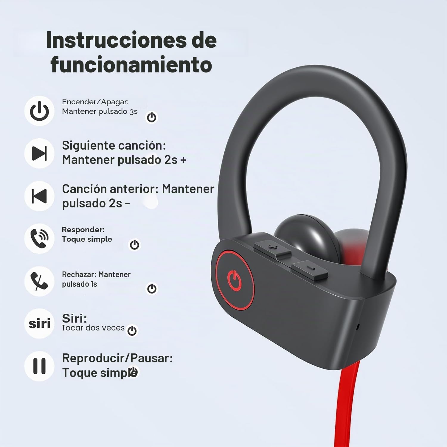 Auriculares Inalambricos Bluetooth Deportivos, Auriculares Deportivos Bluetooth, Bluetooth 5.3, Impermeabilidad IPX7 Auriculares Bluetooth para Running Ciclismo Fitness Oficina