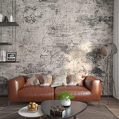 Funstick 15.7"X240" Stained Grey Concrete Contact Paper For Countertops Self Adhesive Removable Concrete Wallpaper Peel And Stick Industrial Faux Cement Wall Paper Roll For Bathroom Living Room Desk #TOP4