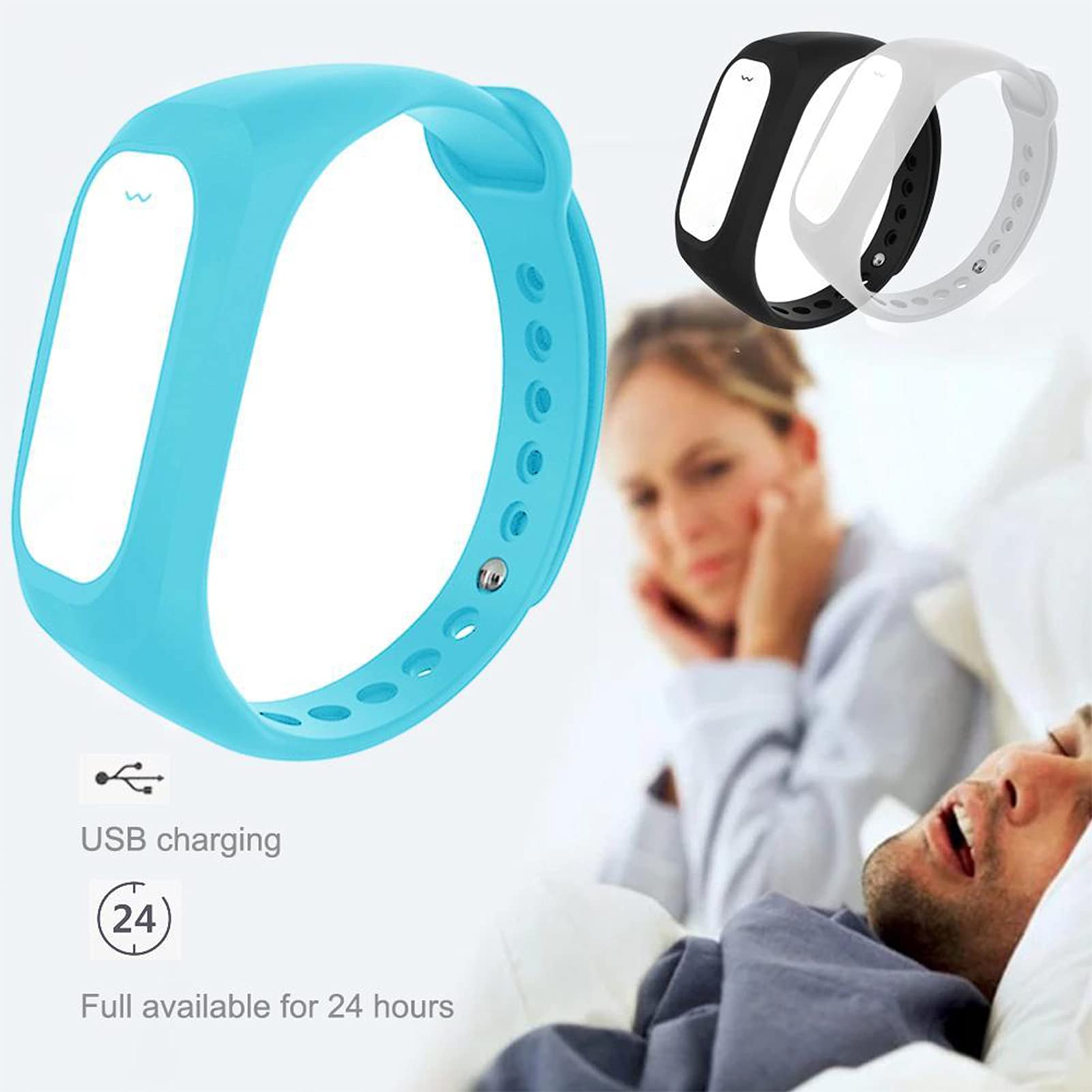 Dispositivos Antirronquidos, Pulsera para Conexión De Sueño Antirronquidos, Dispositivos De Solución De Ronquidos Inteligentes con Biosensor para Mujeres Y Hombres,Negro