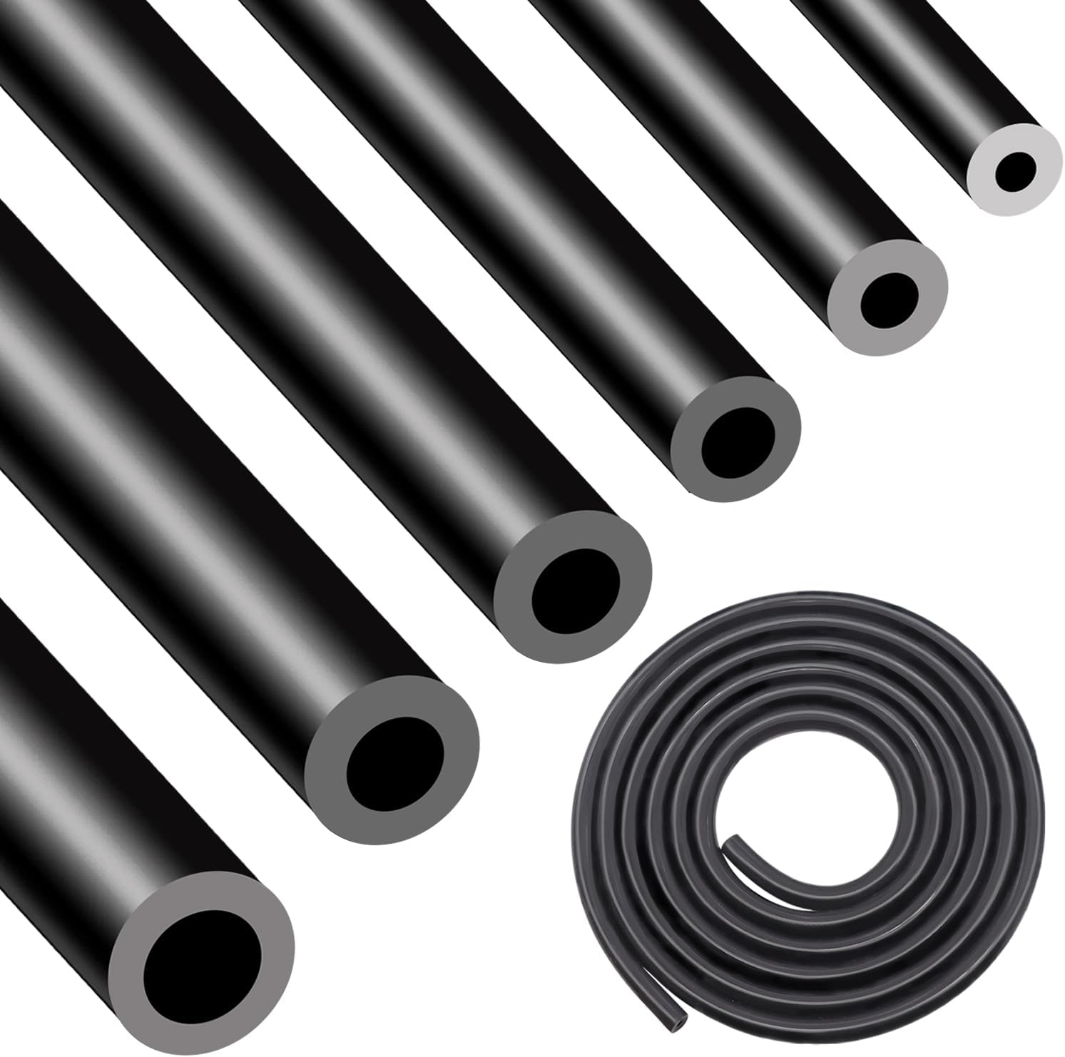 Taiss 6.6FT Vacuum Hose Automotive,1/8 5/32 3/16 1/4 5/16 3/8 Inch High Performance 130PSI Vacuum Lines Automotive Kit High Temperature Silicone Vacuum Tube(3mm 4mm 5mm 6mm 8mm 10mm)