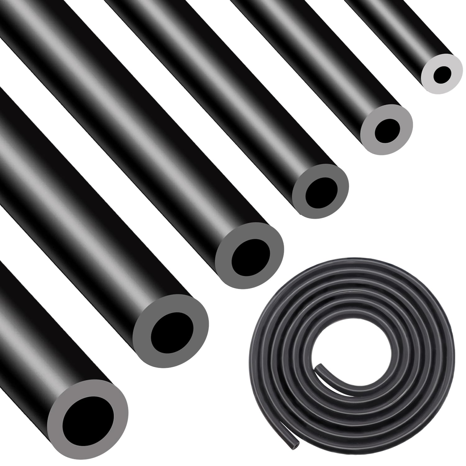 Taiss 6.6FT Silicone Vacuum Tubing Hose Line Kit(Black)5PCS,ID 1/8" 5/32" 3/16" 1/4" 5/16" 3/8" High Temperature 130PSI Max Pressure-image-12
