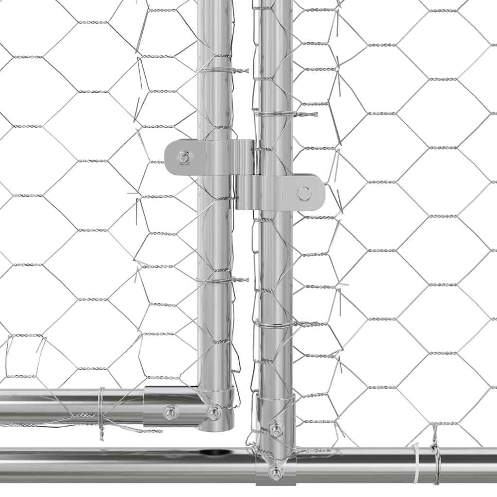 vidaXL Refugio para Perros Plateado 2 x 2 x 2 m Acero galvanizado, Refugio para Perros Elegante, Resistente a Climas, Casa Minimalista, Gran Perrera de Acero para Mascotas