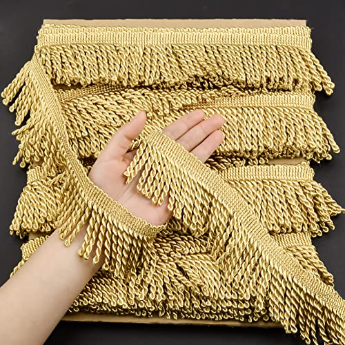 Frange en polyester doré pour customiser un canapé ancien - 4