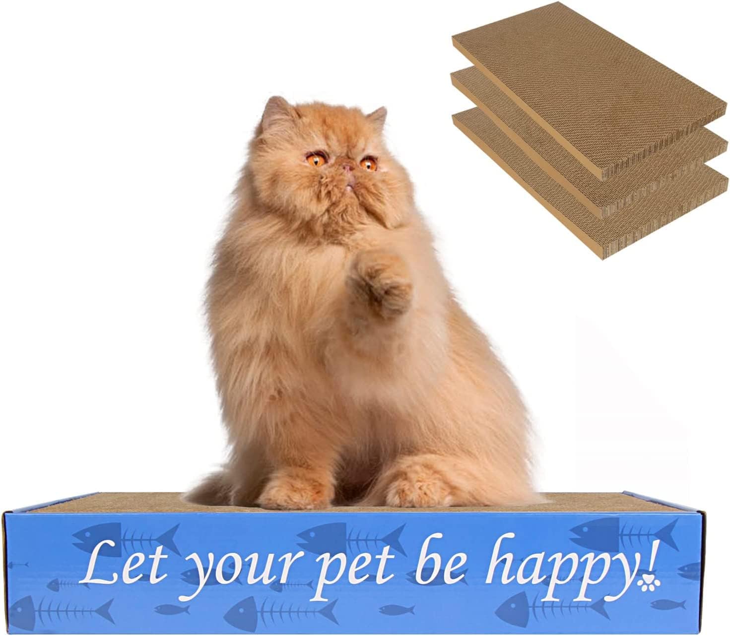 FOKICOS Cat Scratchers Scratching Scratch Pad for Indoor with Box Durable Lounger Sofa Bed