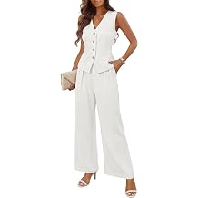 MEROKEETY Women's 2 Piece Outfits Summer 2026 Sleeveless Suit Vest Wide Leg Pants Business Work Casual Blazer Sets