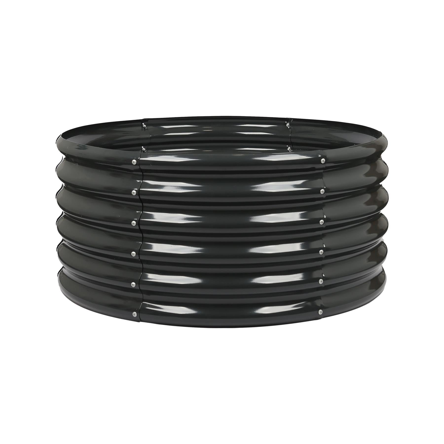 Harbour Housewares Anthracite Raised Garden Bed - 90 X 45Cm - Round - Bottomless Metal Raised Bed Galvanised Steel Planter Box For Growing Outdoor Plants, Vegetables, Flowers And Herbs