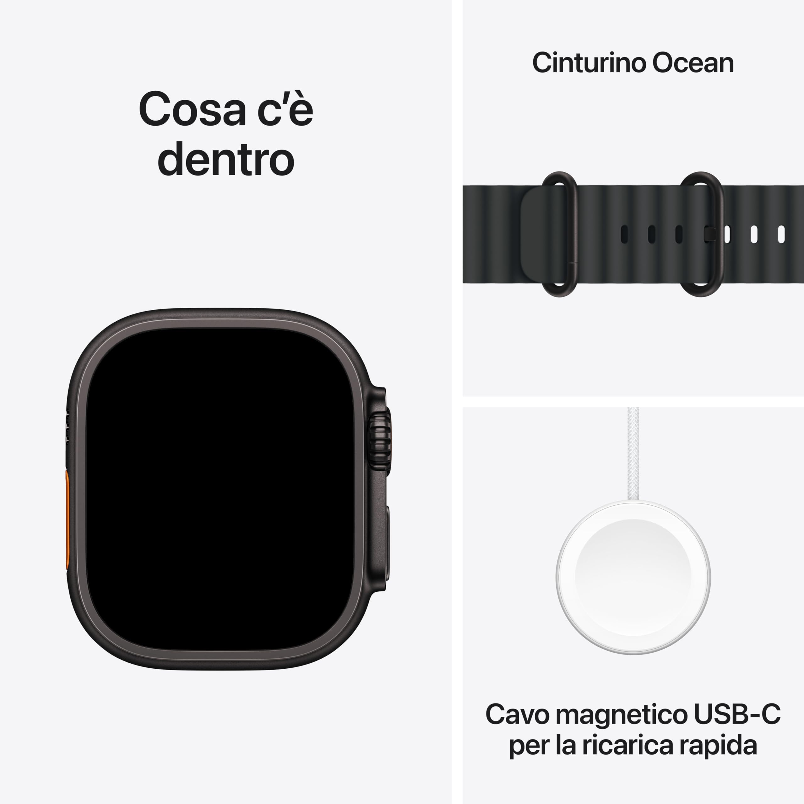 Apple Watch Ultra 3 GPS + Cellular, Cassa 49 mm in titanio nero con Cinturino Ocean nero