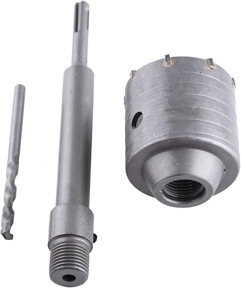 65mm Concrete Drill Bit Wall Hole Saw Cutter Set Brick Cement Stone 200mm Rod with Wrench,Carbide Tipped Metal, Fast Perforation for Walls,Bricks