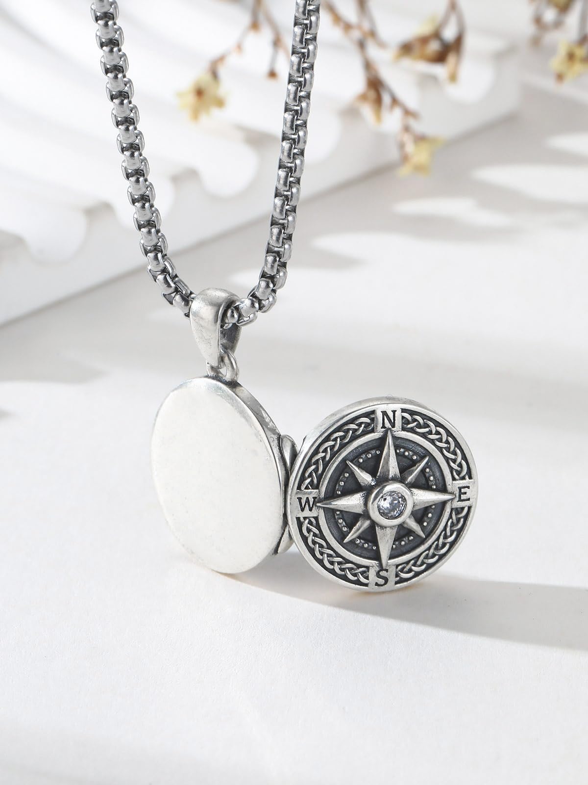 KINGWHYTE Medaillon Kette 925 Sterling Silber Personalisierte Foto Anhänger Halskette mit Bild Amulett zum öffnen Halskette Geschenke für Frauen Männer Oxidiert