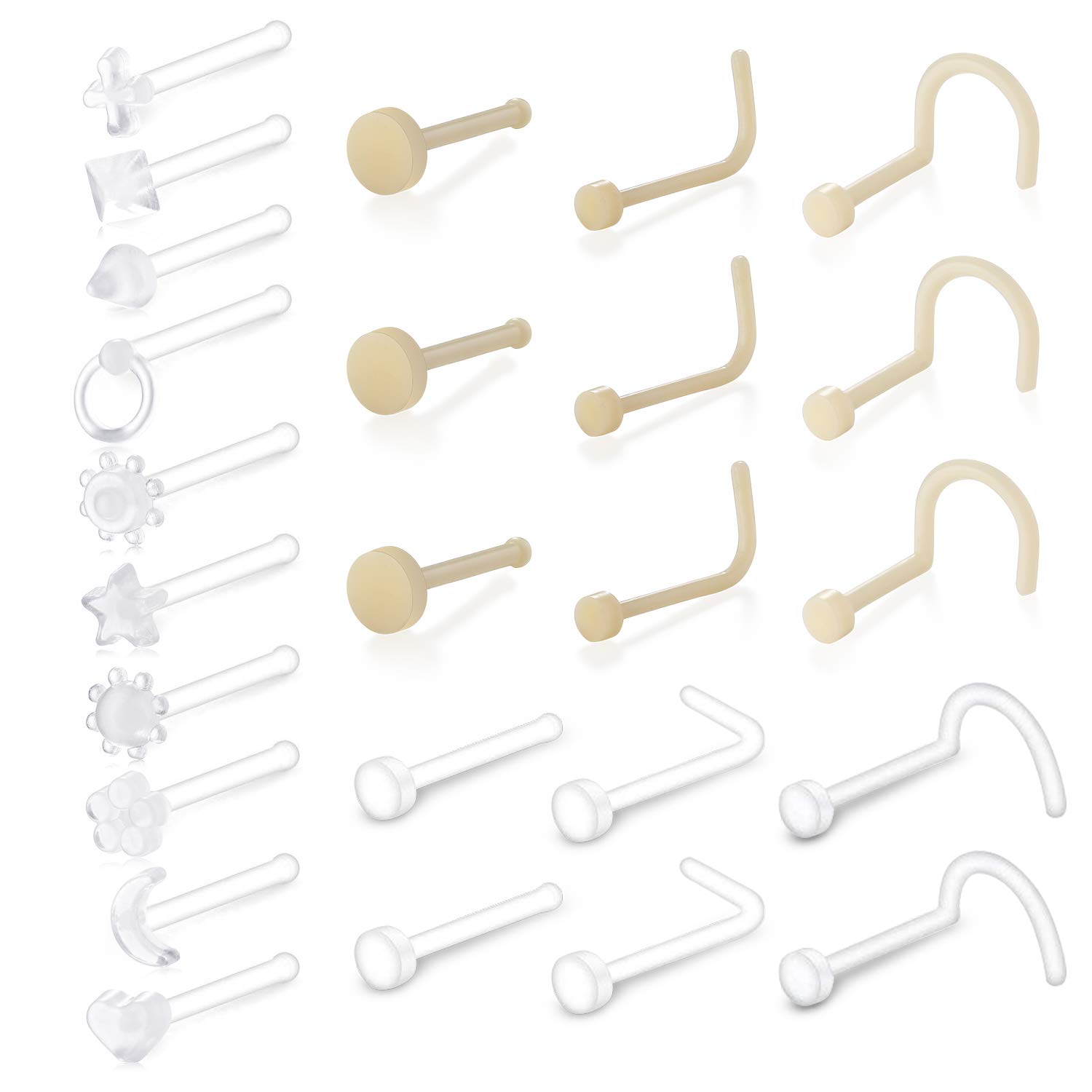 Buy 20G 30Pcs Bioflex Clear Nose Rings Retainer Nose Piercing Retainer