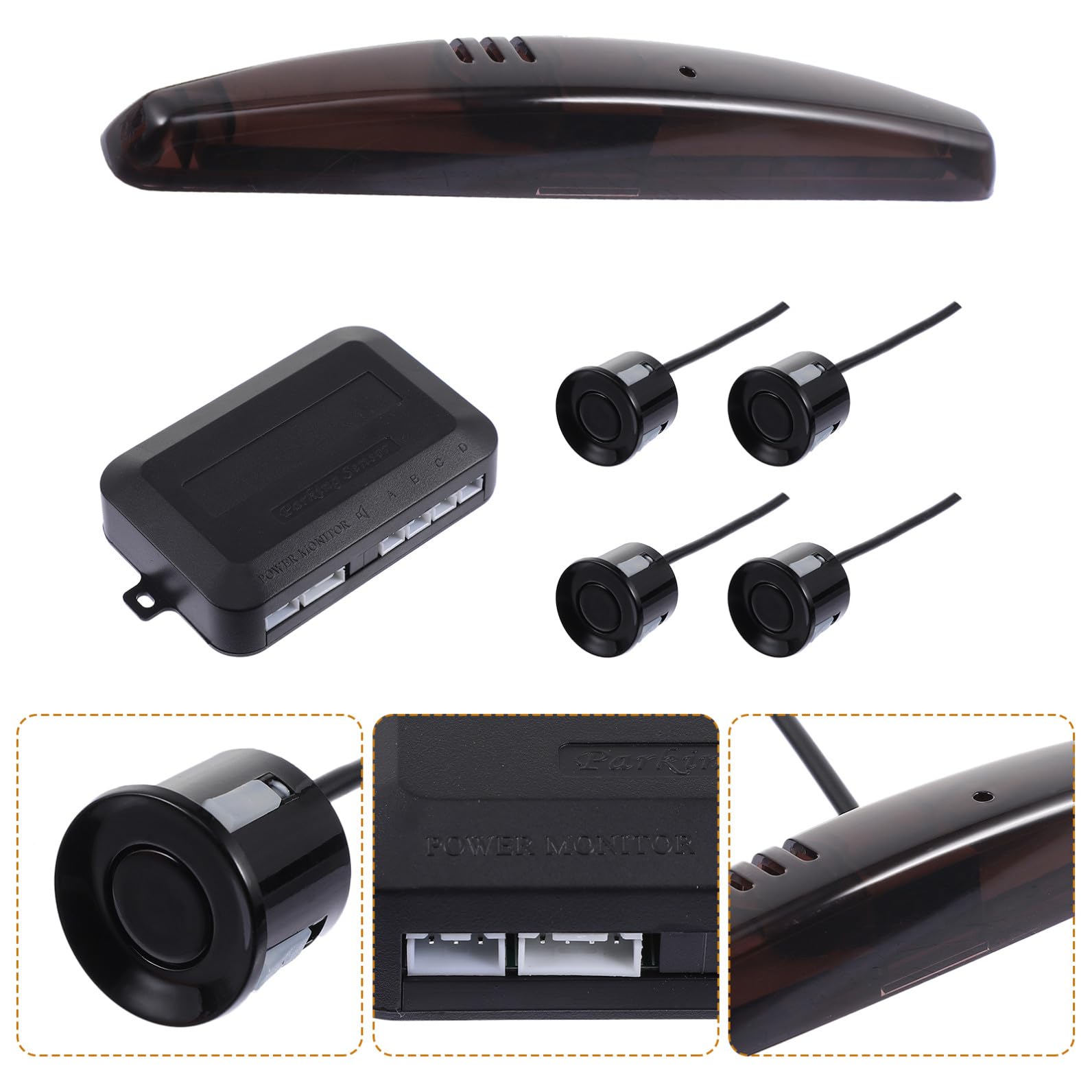 Sensore di Retromarcia Auto Abs Nero con Avviso Beep | 12v Dc, Rilevamento 30-250cm, Identificazione Ostacoli Sinistra e Destra, Temperatura 40 a +80℃