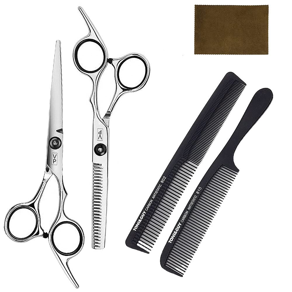 DANTB Profi-Friseurschere Set Aus Japan – 6 Zoll (15,3 Cm) Mit Effilierschere, Kamm & Lederetui