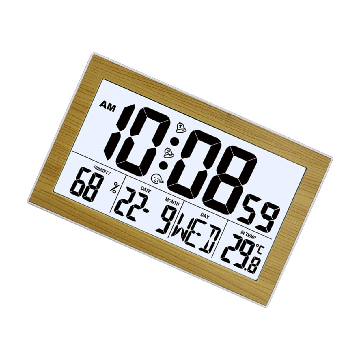 Orologio Digitale da Parete e Tavolo con Ampio Display e Calendario Silenzioso Batterie Design in Legno per Casa Ufficio e Scuola Facile da Montare e Leggere