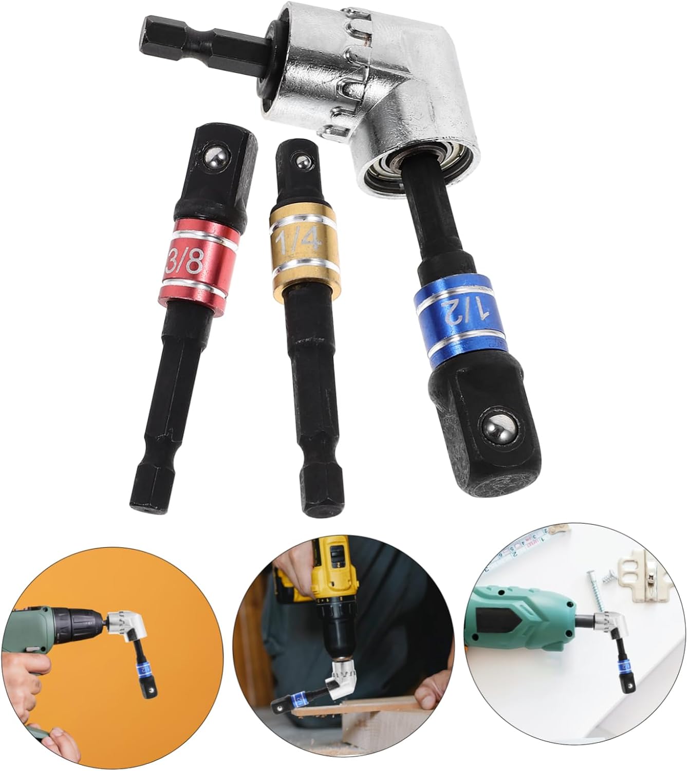 Tofficu 5sets Electric Right Angle Drill Drill Impact Driver Bit Extension Socket Adapter