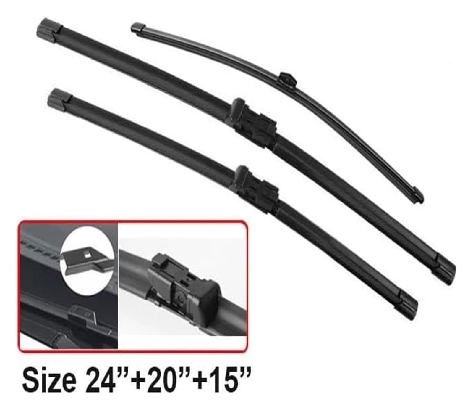 Para Q5 8R 2008-2017 Coche Limpiaparabrisas Delantero Trasero Escobillas 24"+20"+15" Reemplazo Escobilla Limpiaparabrisas(3 Pcs Wiper Blades)