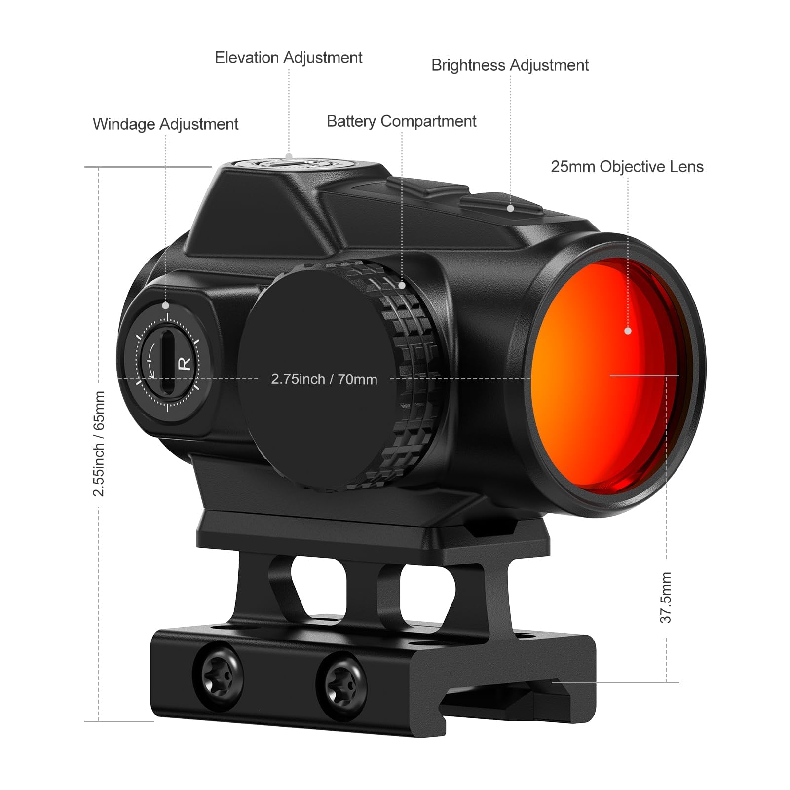 Feyachi V90 Viseur Point Rouge avec M57 1.5X - 5X Loupe Combo, 1 x 25mm Red Dot et Loupe Combo Monture Flip intégrée Absolute Co-Witness