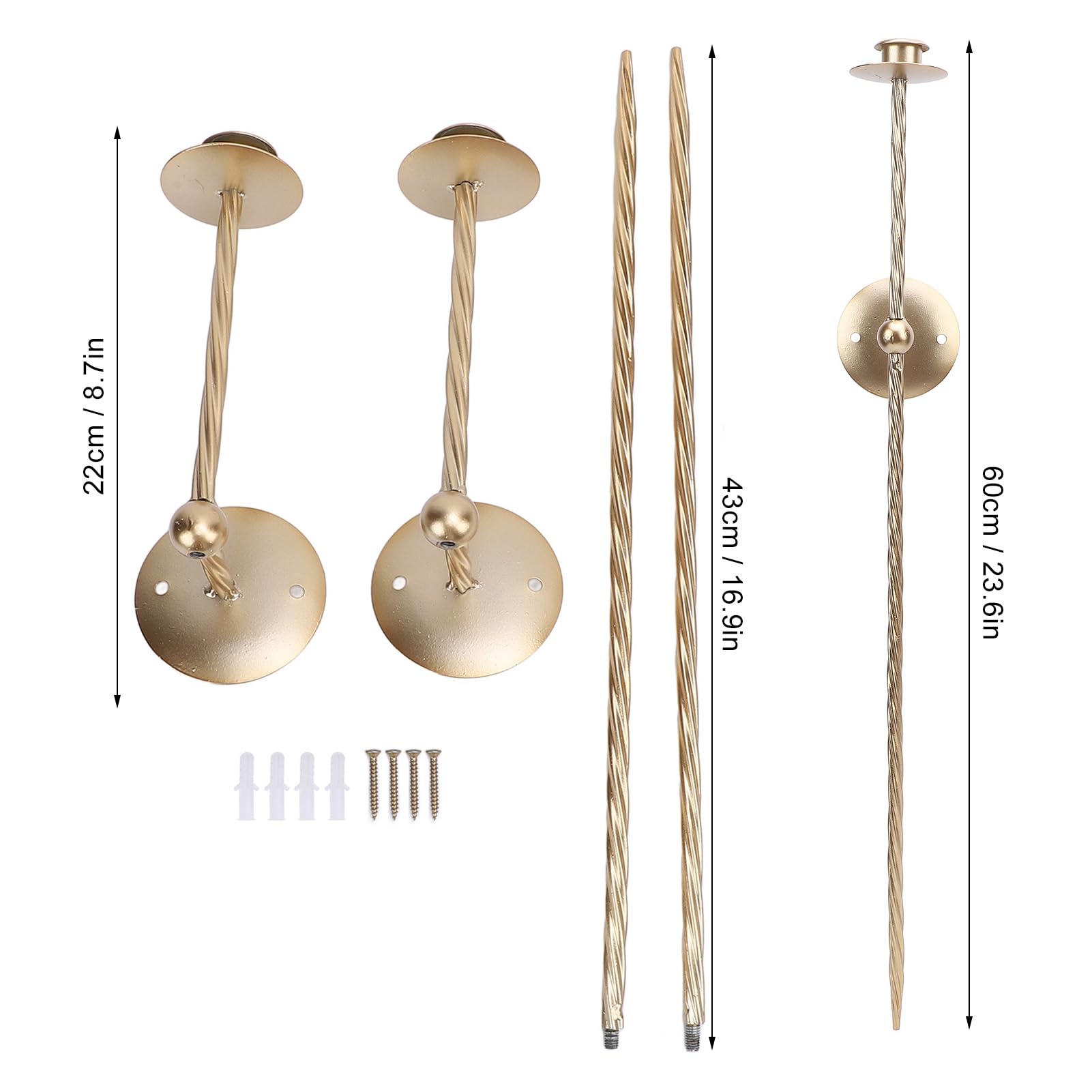 Gold Metal Wall Mount Candle Holder, Long Retro Candlestick Holder for Pillar Candles Elegant Wall Mount Candle Holder and Metal Candles Holder for Home Decor (Gold)