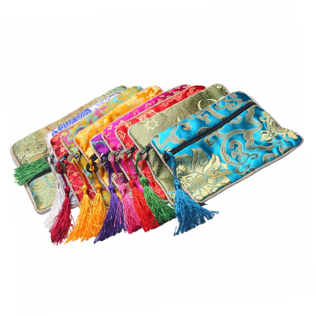 Alipis 10pcs Mixed Color Jade Bag Jewelry Package Pouch Tassel Soft Fabric Storage Bag for Buddha Beads Bracelets