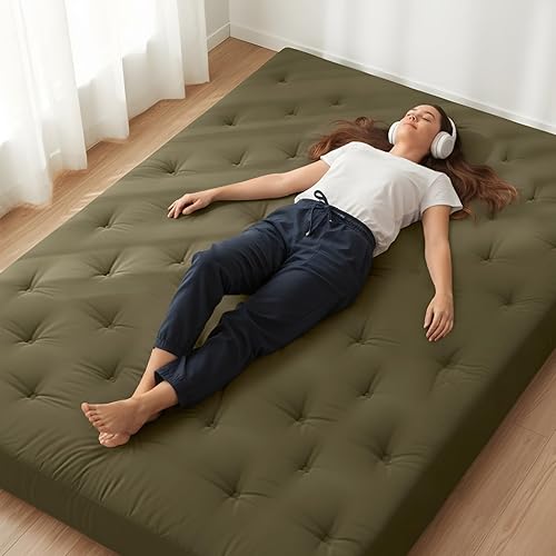Miniatura 14 de ZonLi Colchón de futón de piso japonés tamaño completo de 75 x 54 pulgadas, funda 100% algodón de 2.5 pulgadas de grosor, colchón de tatami,
