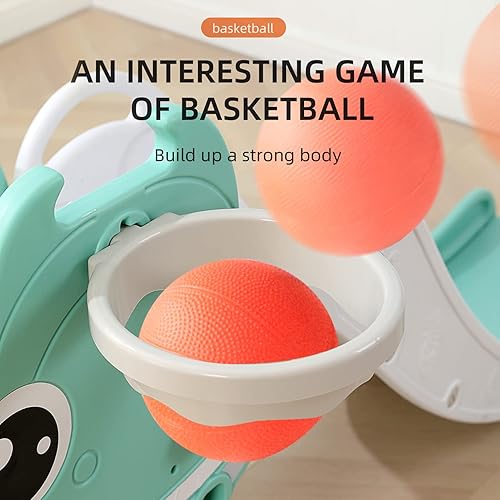 Miniatura 6 de UNICOO Juego de tobogán y columpio 4 en 1 para niños de 1 a 3 años, tobogán de bebé, columpio, aro de baloncesto para niños y niñas, juguetes para